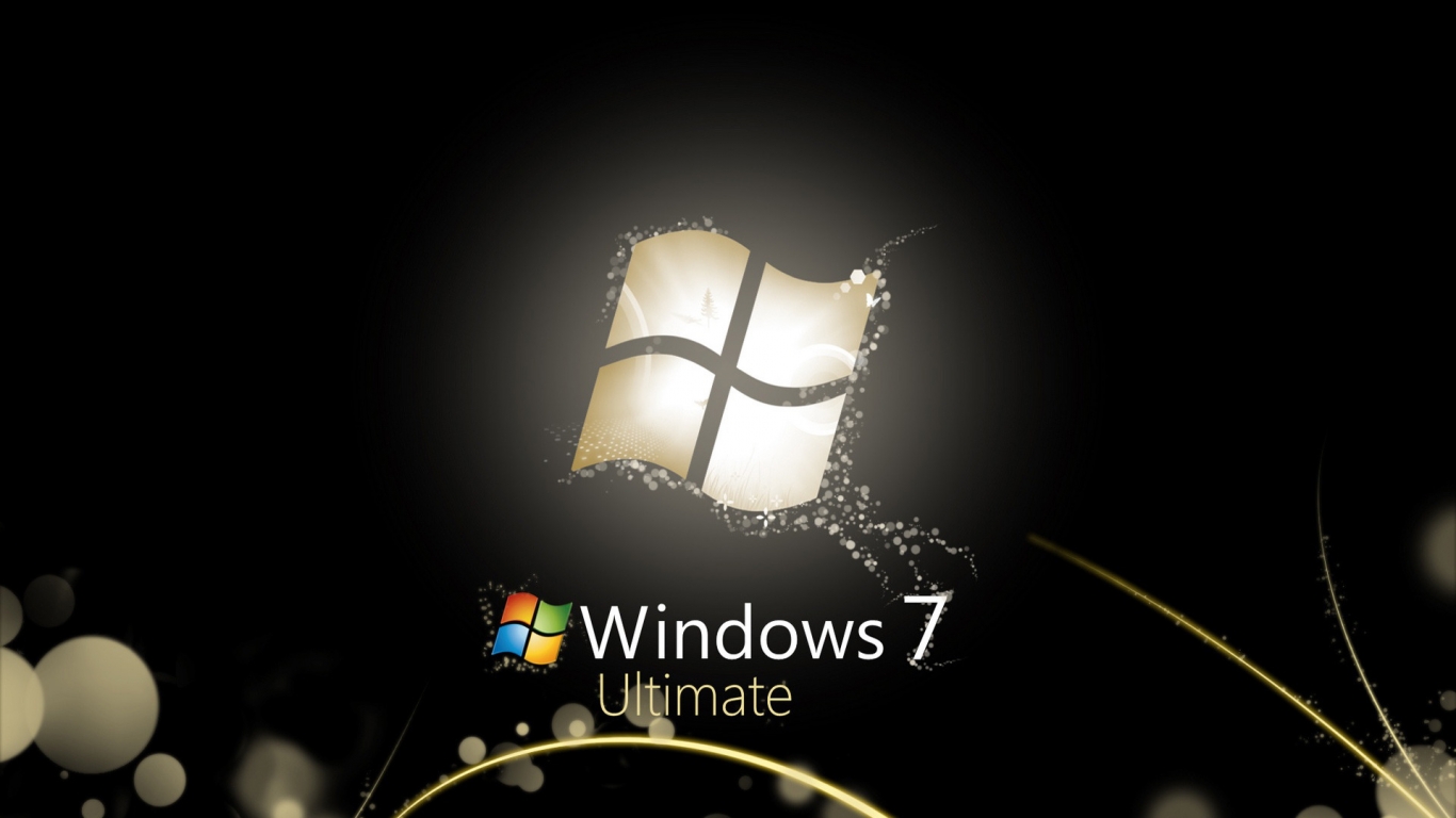 Black Windows 7 Ultimate for 1366 x 768 HDTV resolution