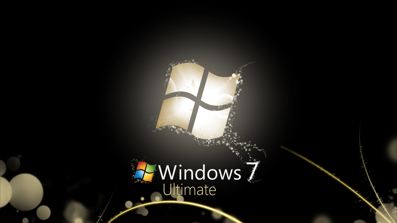 Black Windows 7 Ultimate for 1536 x 864 HDTV resolution