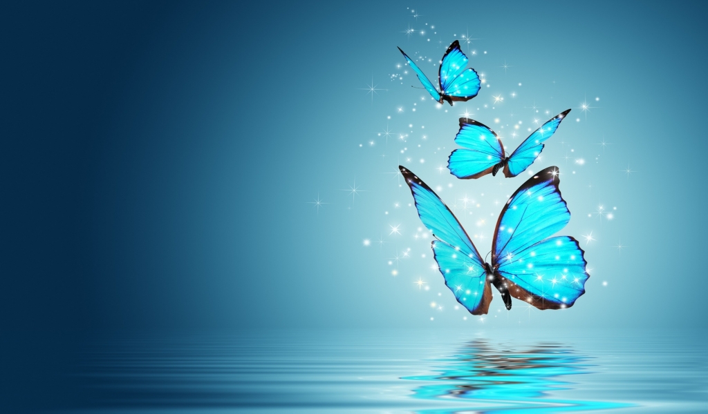 Blue Butterflies for 1024 x 600 widescreen resolution
