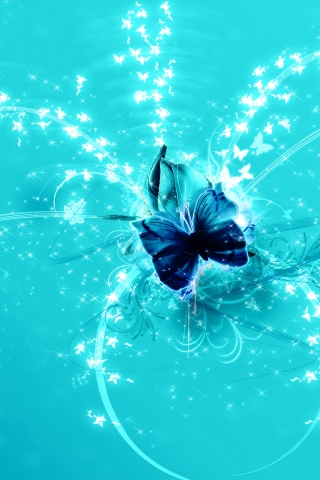 Blue Butterfly for 320 x 480 iPhone resolution