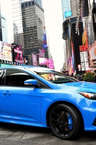 Blue Ford Focus RS 2015  for 320 x 480 iPhone resolution