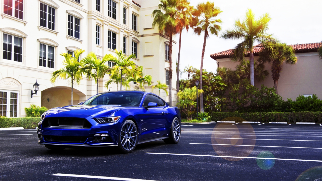 Blue Ford Mustang 2015 for 1280 x 720 HDTV 720p resolution