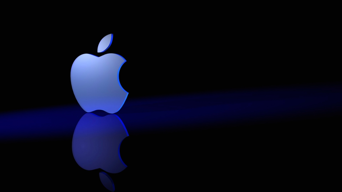 Blue Gradient Apple Logo for 1366 x 768 HDTV resolution