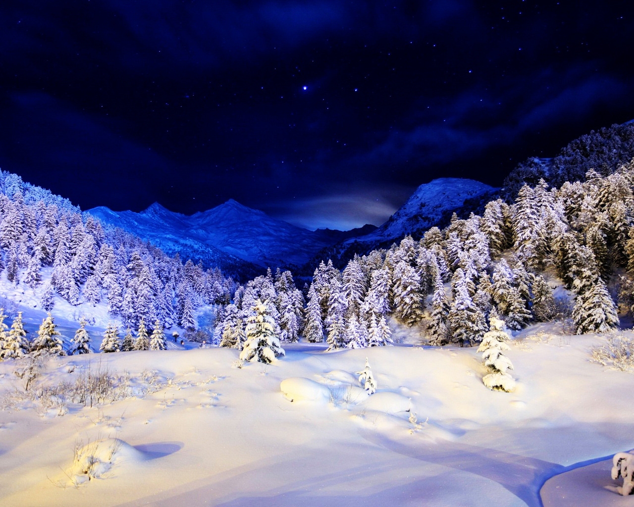 Blue Winter Night for 1280 x 1024 resolution