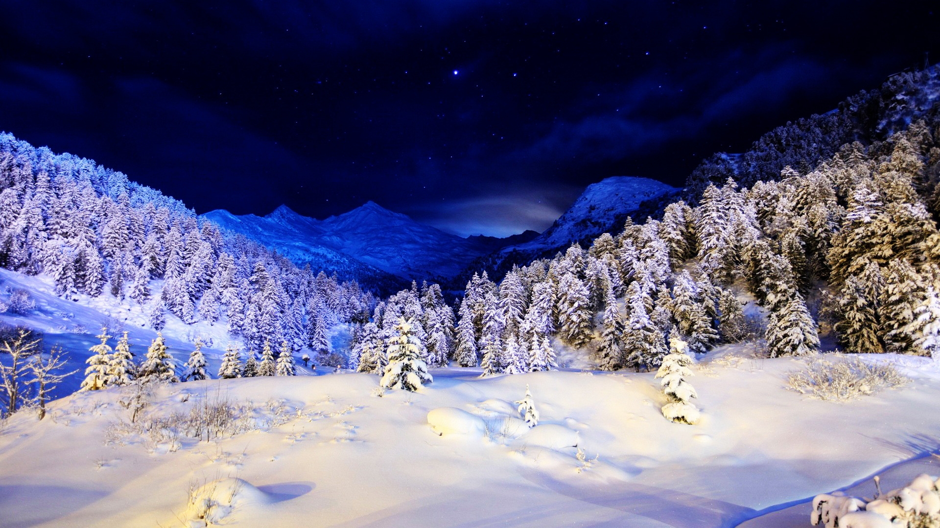 Blue Winter Night for 1920 x 1080 HDTV 1080p resolution