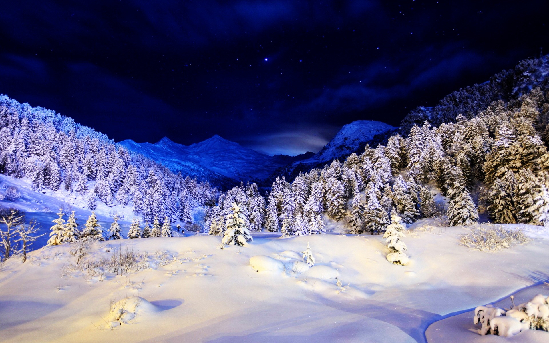 Blue Winter Night for 1920 x 1200 widescreen resolution