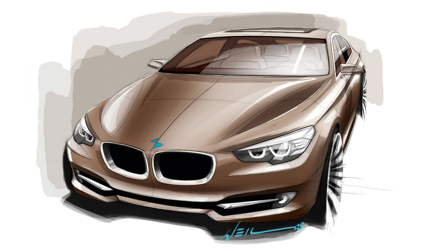 BMW Concept 5 Series Gran Turismo Design Sketch for 1536 x 864 HDTV resolution