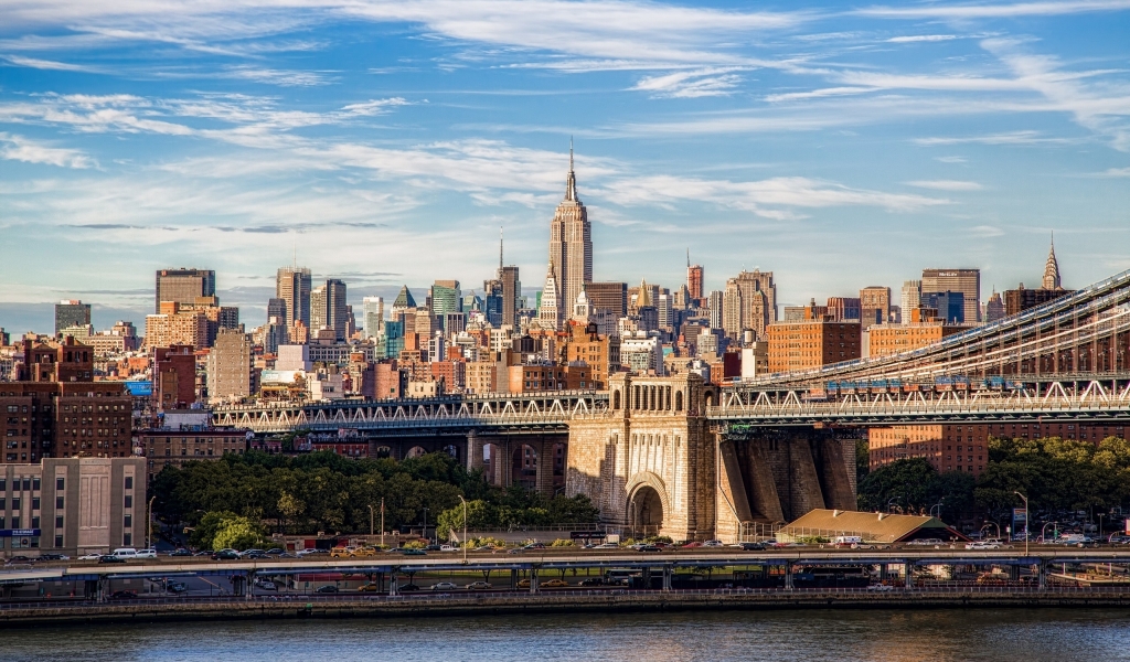 Brooklyn Bridge Manhattan for 1024 x 600 widescreen resolution