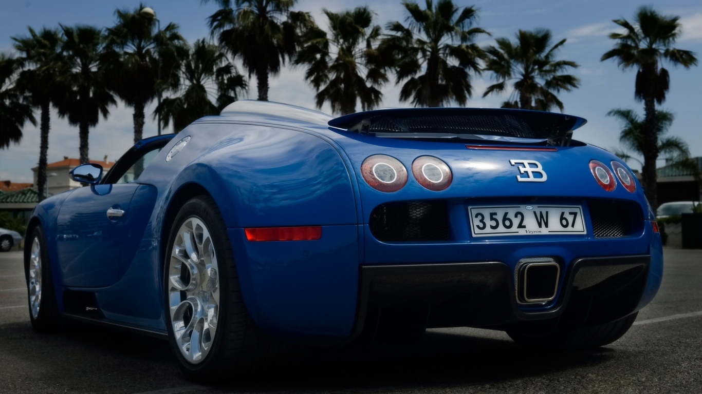 Bugatti Veyron 16.4 Grand Sport 2010 in Cannes - Rear Angle 2 for 1366 x 768 HDTV resolution