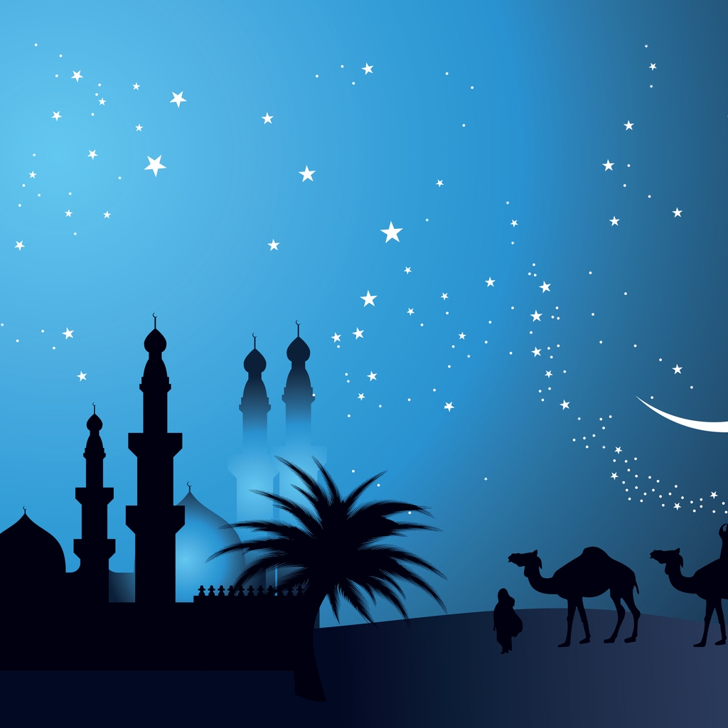 Camels in The Night for 1024 x 1024 iPad resolution