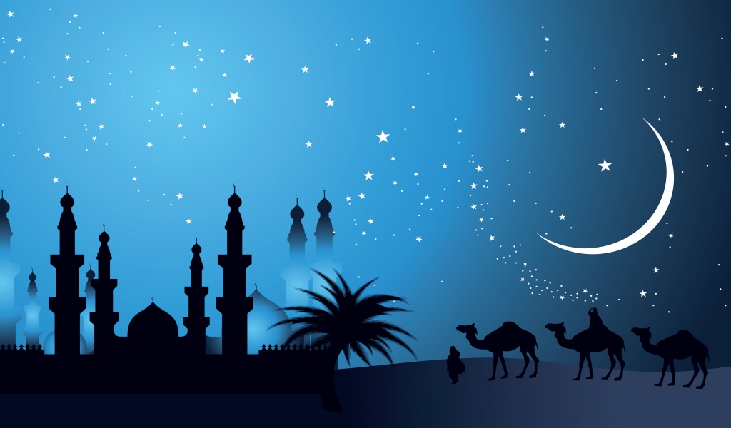 Camels in The Night for 1024 x 600 widescreen resolution