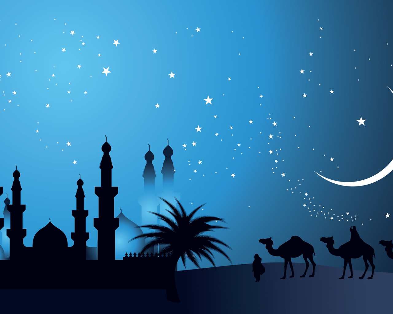Camels in The Night for 1280 x 1024 resolution