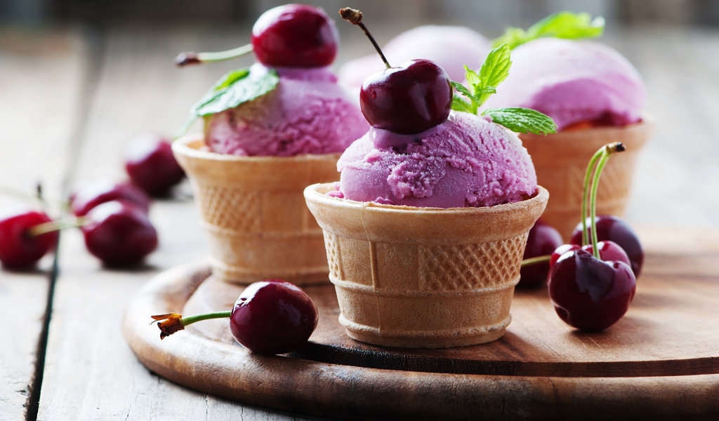 Cherry Ice Cream for 1024 x 600 widescreen resolution
