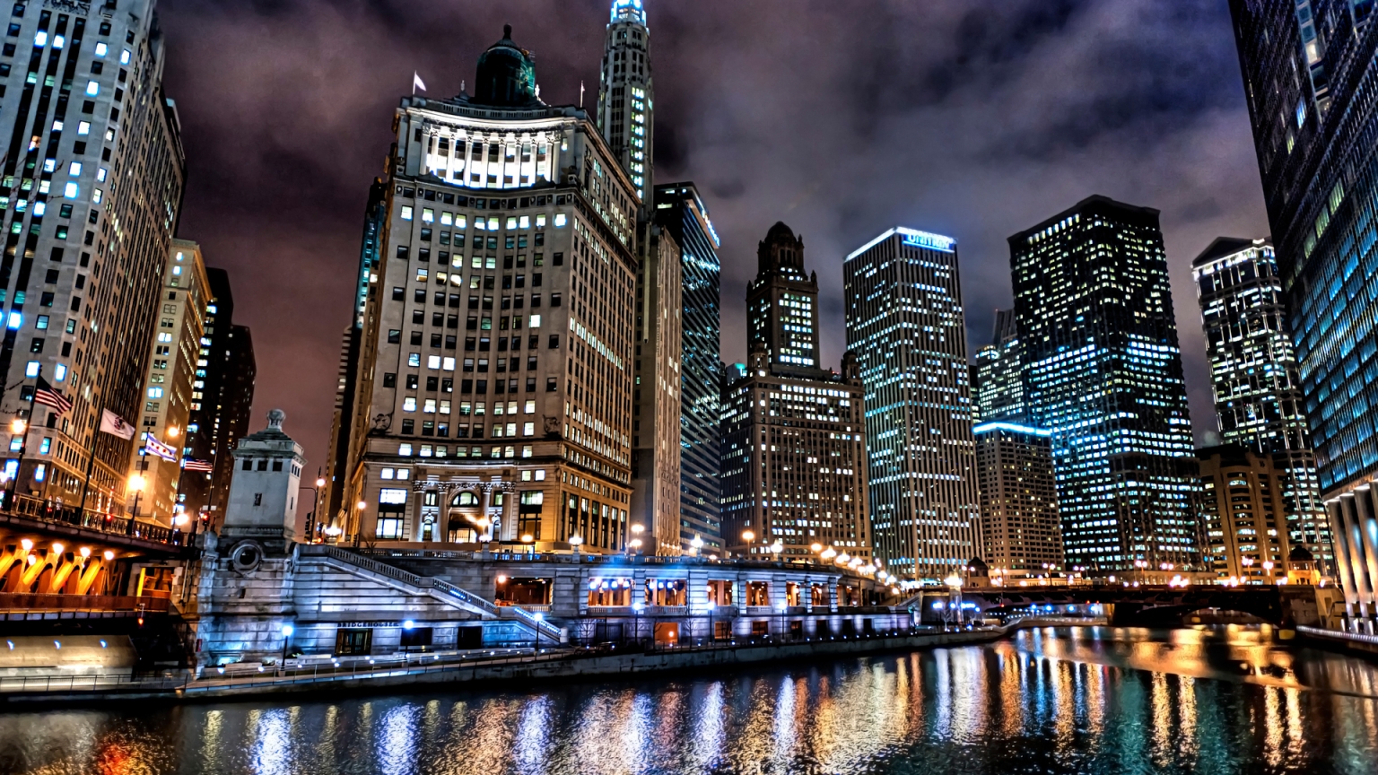 Chicago Night Lights for 1536 x 864 HDTV resolution