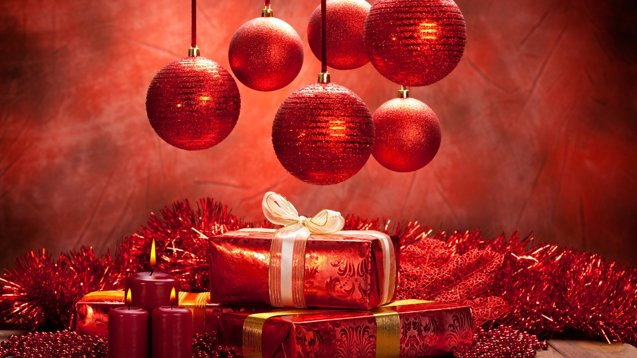 Christmas Balls and Gifts for 1280 x 720 HDTV 720p resolution