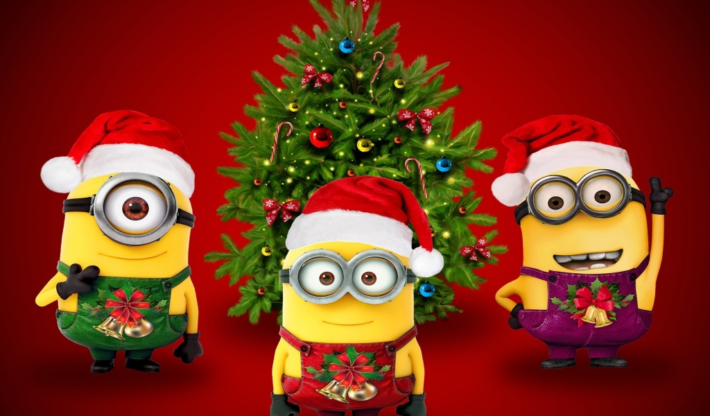 Christmas & Minions for 1024 x 600 widescreen resolution
