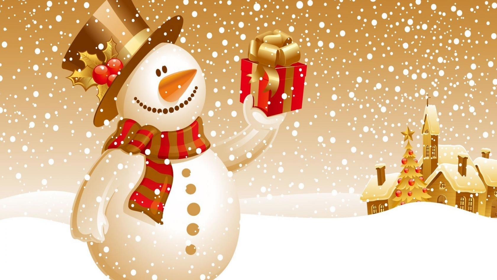 Christmas Snowman Vector for 1680 x 945 HDTV resolution