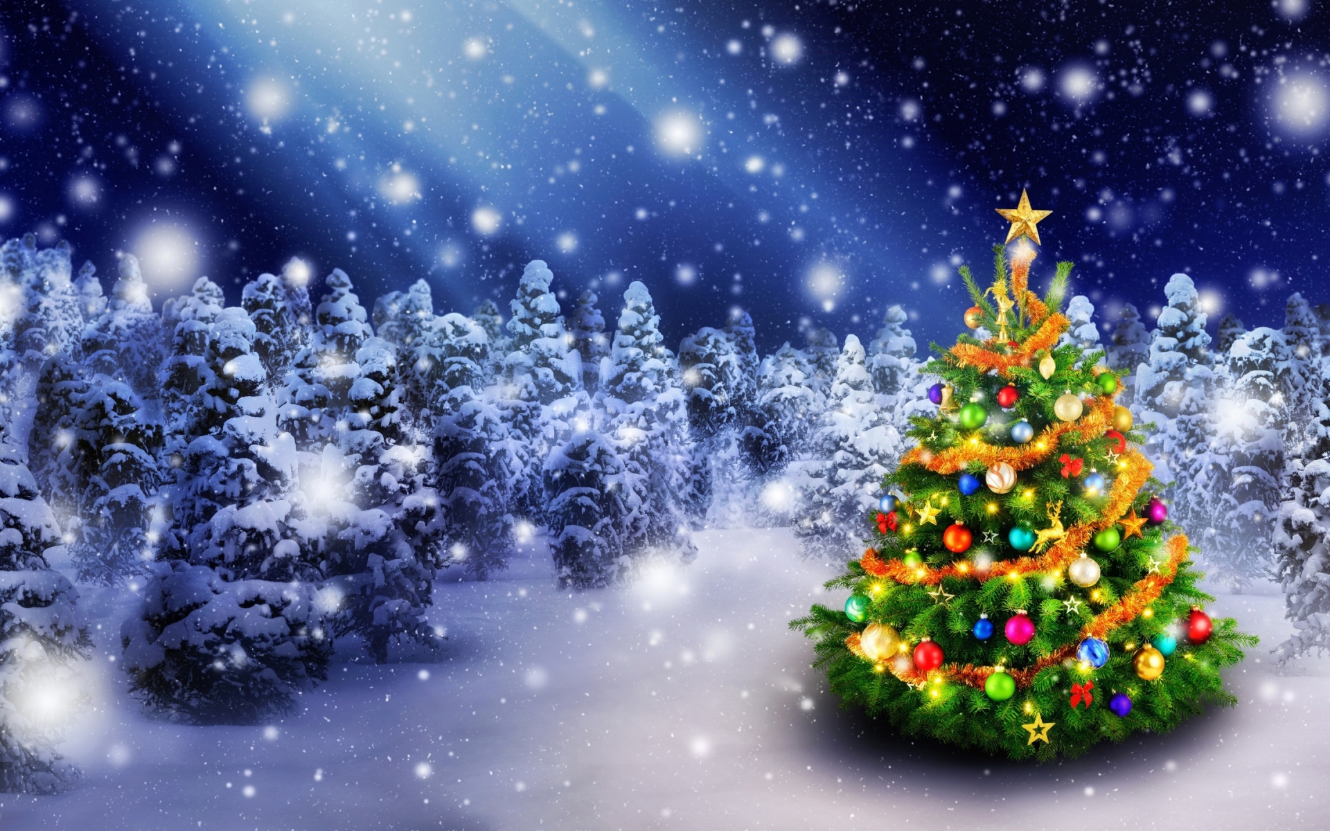 Christmas Tree in Snow for 1920 x 1200 widescreen resolution