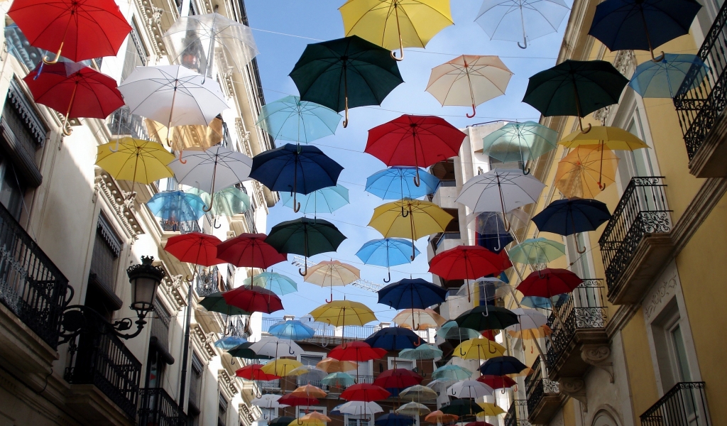 City of Umbrellas for 1024 x 600 widescreen resolution