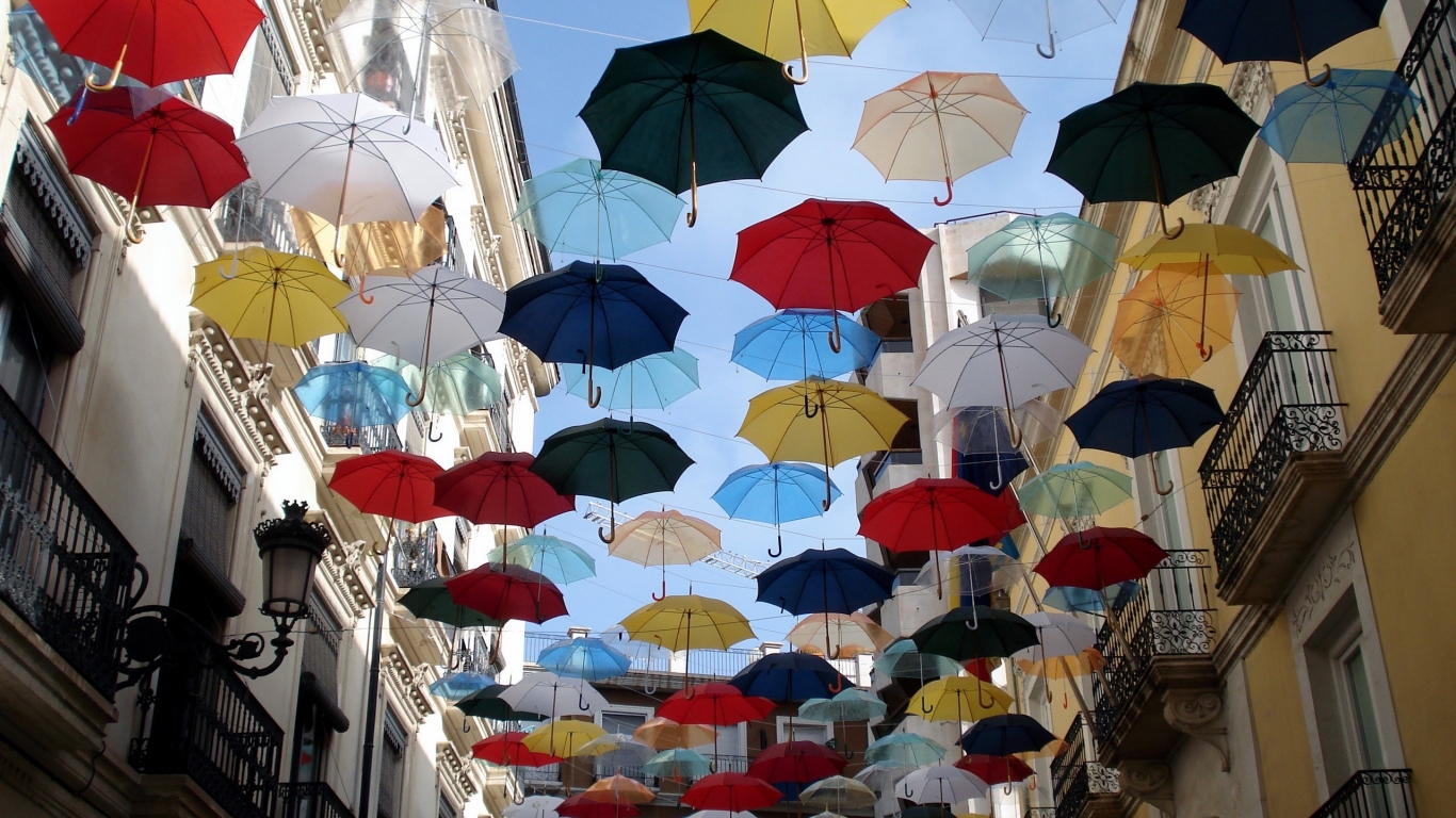 City of Umbrellas for 1366 x 768 HDTV resolution
