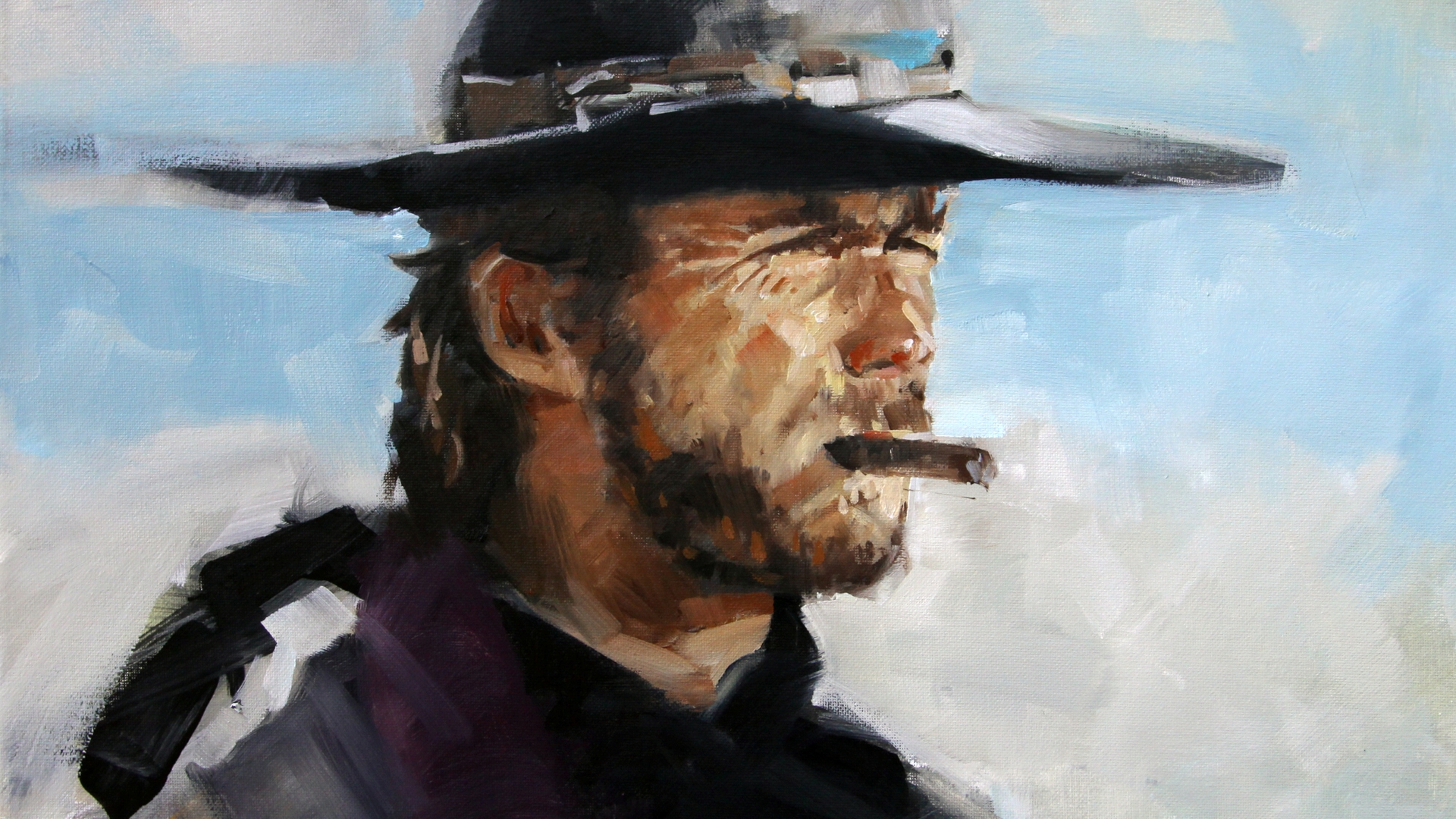 Clint Eastwood Painting for 1920 x 1080 HDTV 1080p resolution