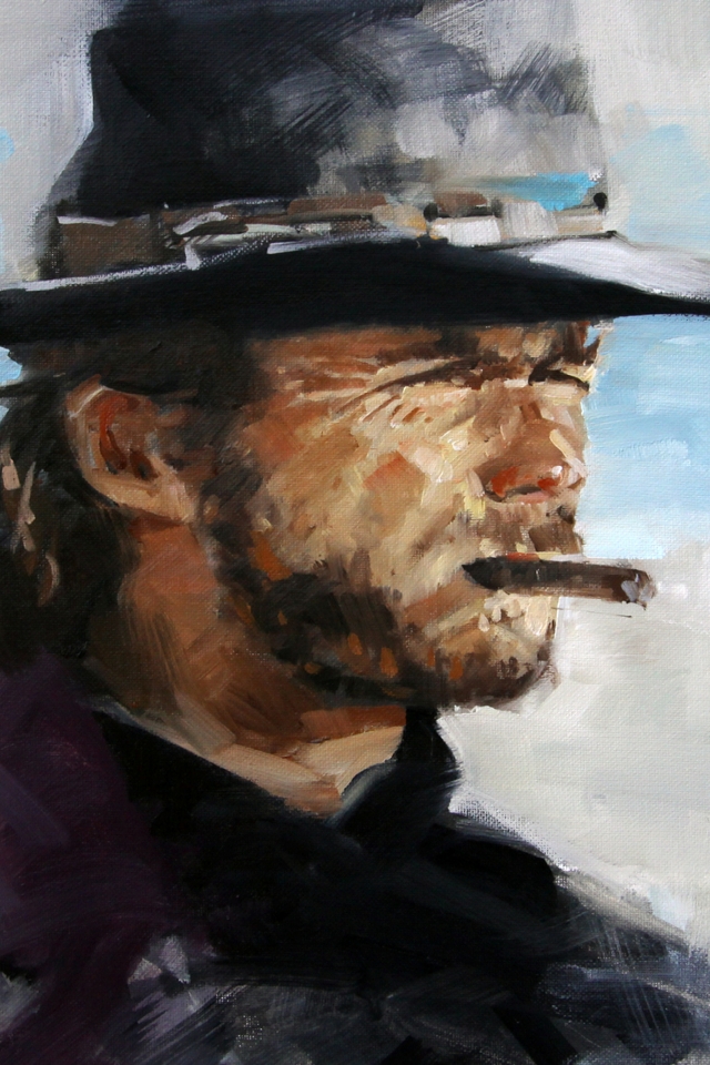 Clint Eastwood Painting for 640 x 960 iPhone 4 resolution