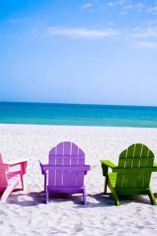 Colorful Beach Chairs Wallpaper for 320 x 480 iPhone resolution