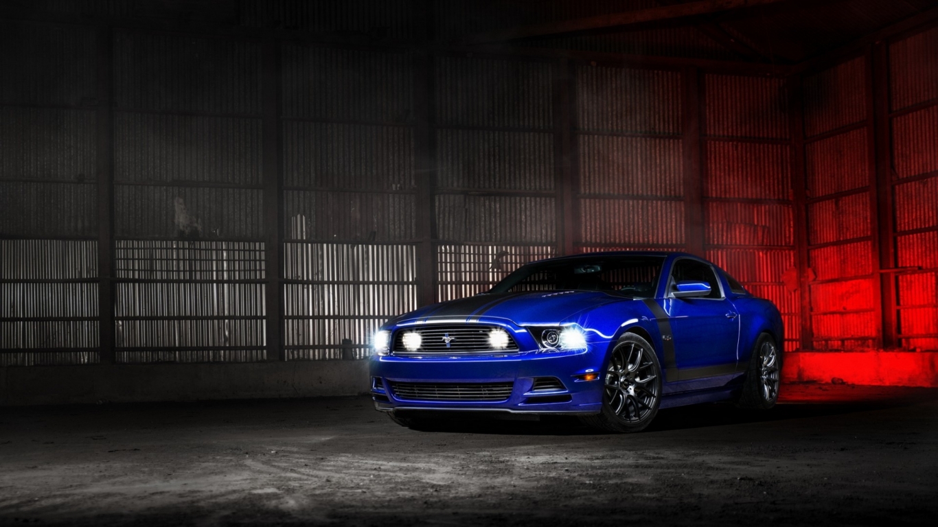 Cool Blue Ford Mustang for 1366 x 768 HDTV resolution