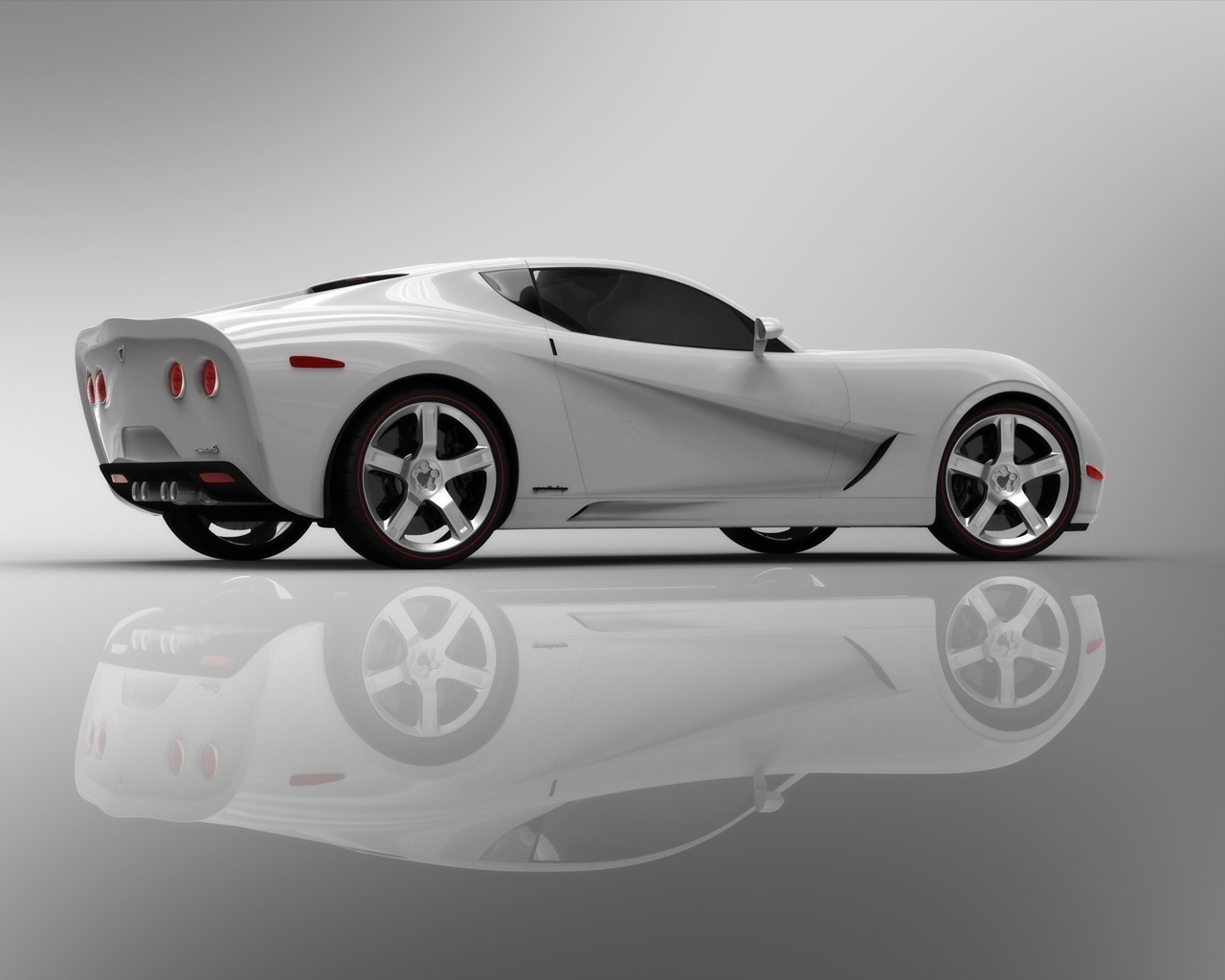 Corvette Z03 2009 White Rear And Side for 1280 x 1024 resolution