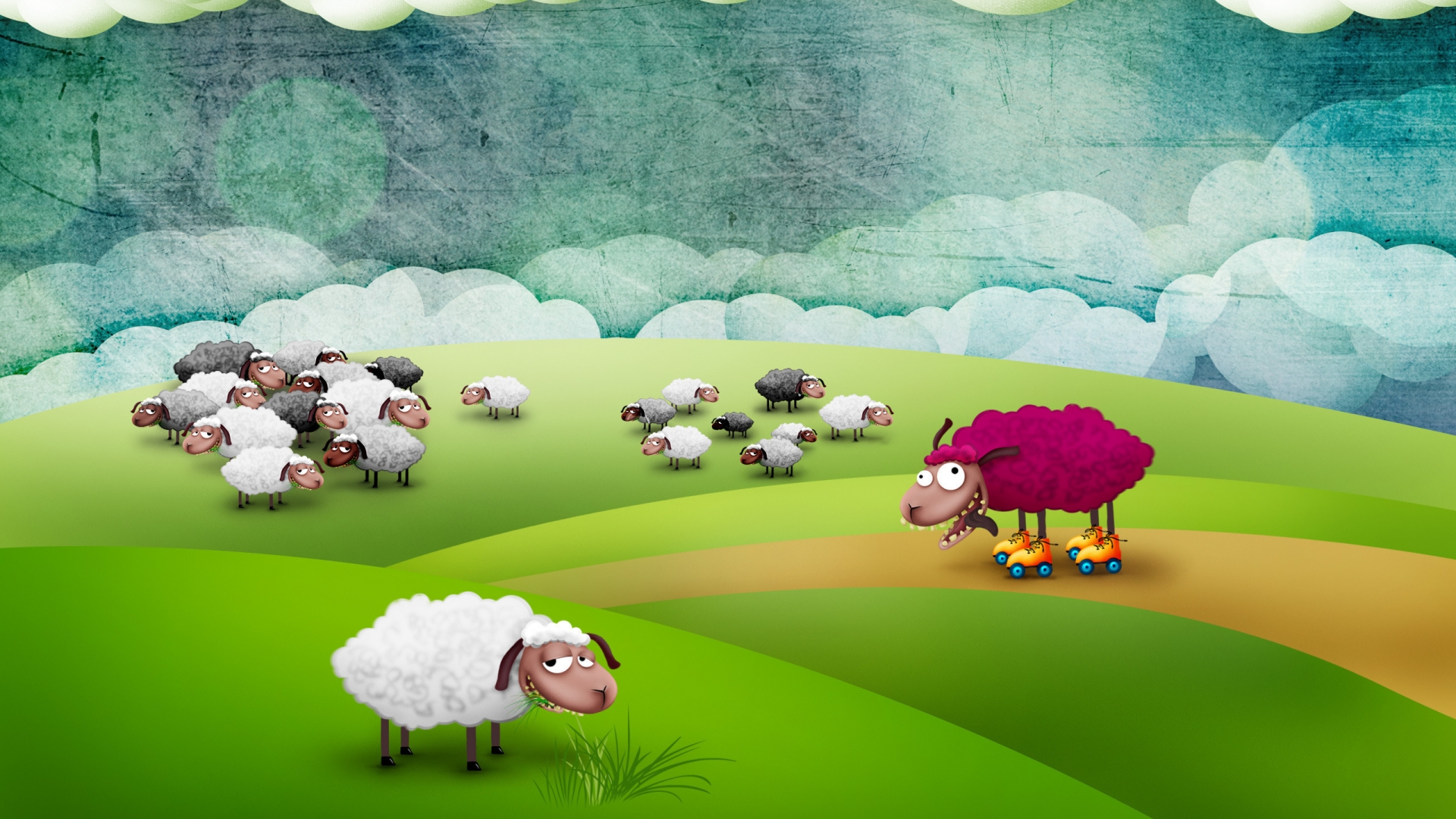 Crazy Sheep to Pasture for 1920 x 1080 HDTV 1080p resolution