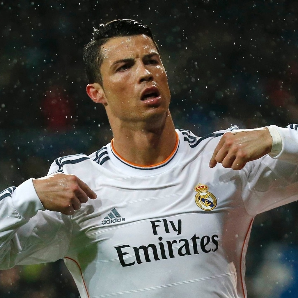 Cristiano Ronaldo in Rain for 1024 x 1024 iPad resolution