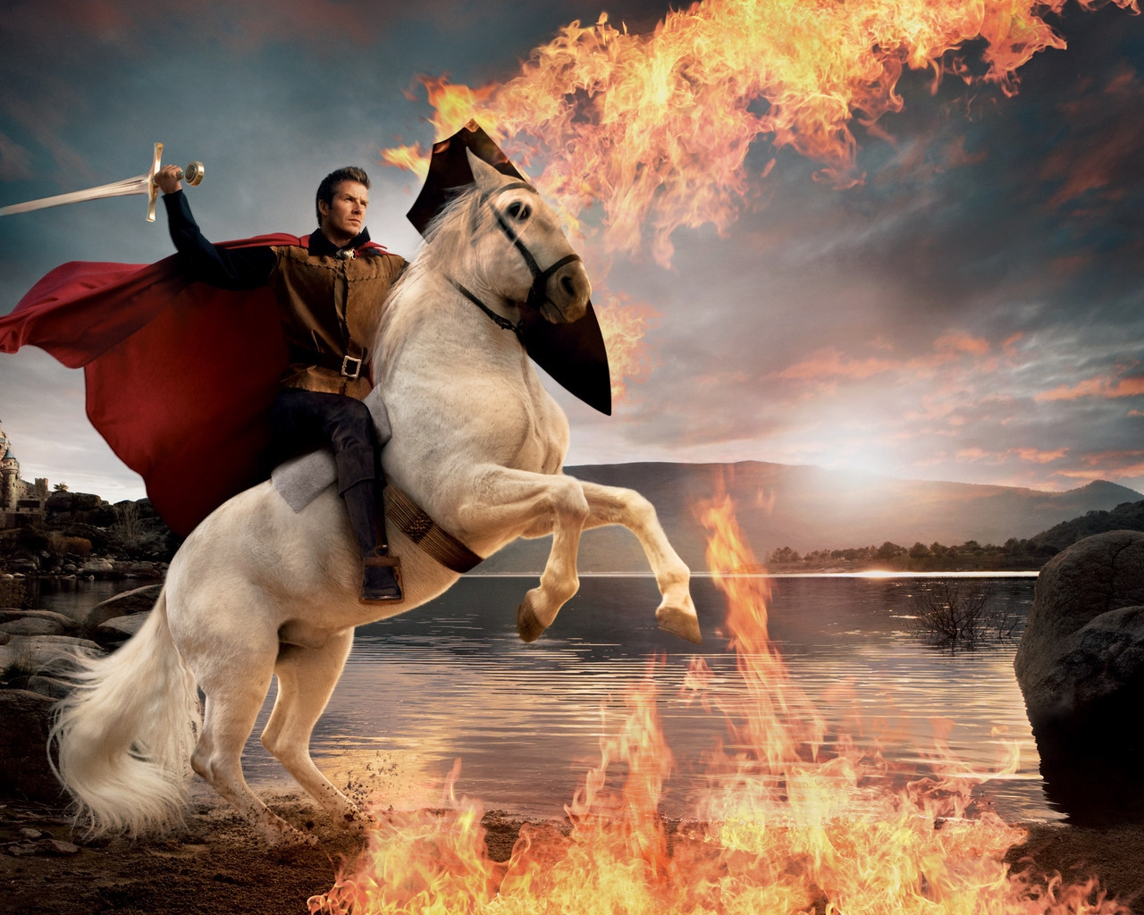 David Beckham Horse Riding for 1280 x 1024 resolution