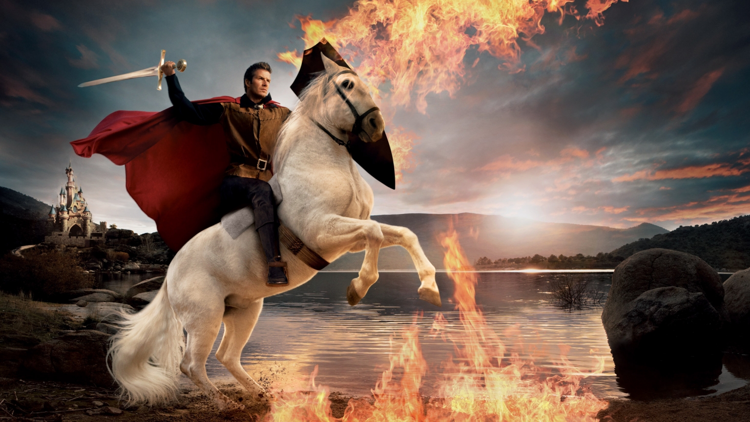 David Beckham Horse Riding for 1536 x 864 HDTV resolution