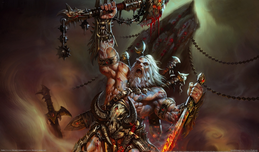 Diablo 3 - The Barbarian for 1024 x 600 widescreen resolution