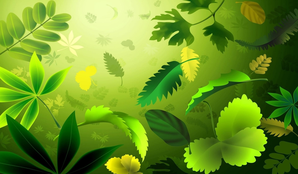 Drift Away Green Leaves for 1024 x 600 widescreen resolution