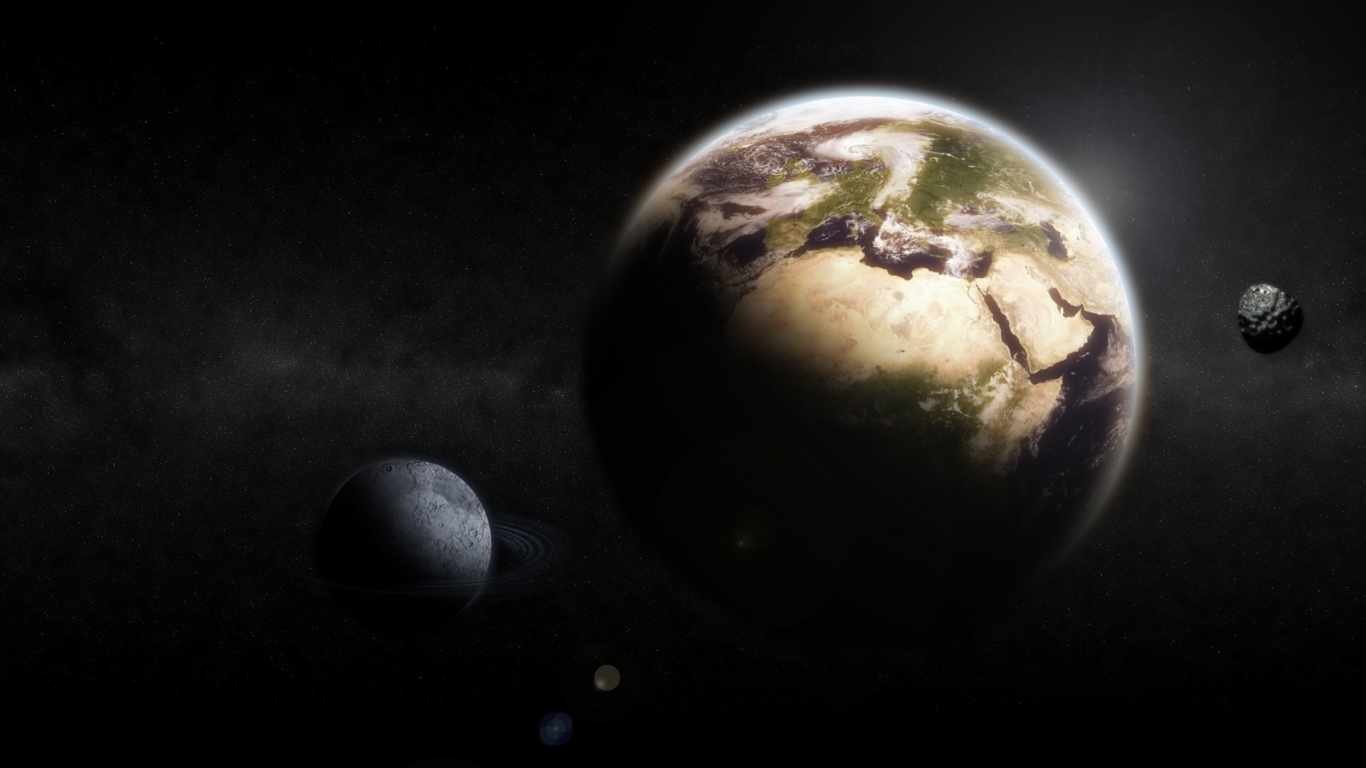 Earth & Moon for 1366 x 768 HDTV resolution
