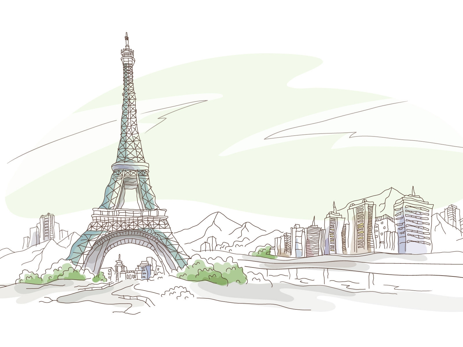 Eiffel Tower Drawing for 1600 x 1200 resolution