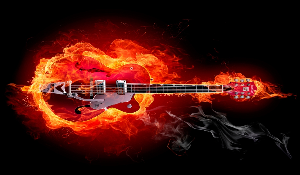 Fire Guitar for 1024 x 600 widescreen resolution