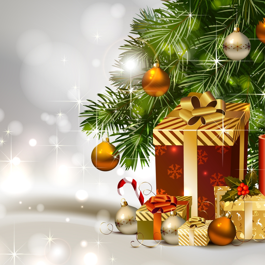 Gifts Under Christmas Tree for 1024 x 1024 iPad resolution