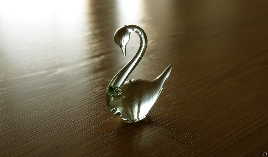 Glass Swan for 1024 x 600 widescreen resolution