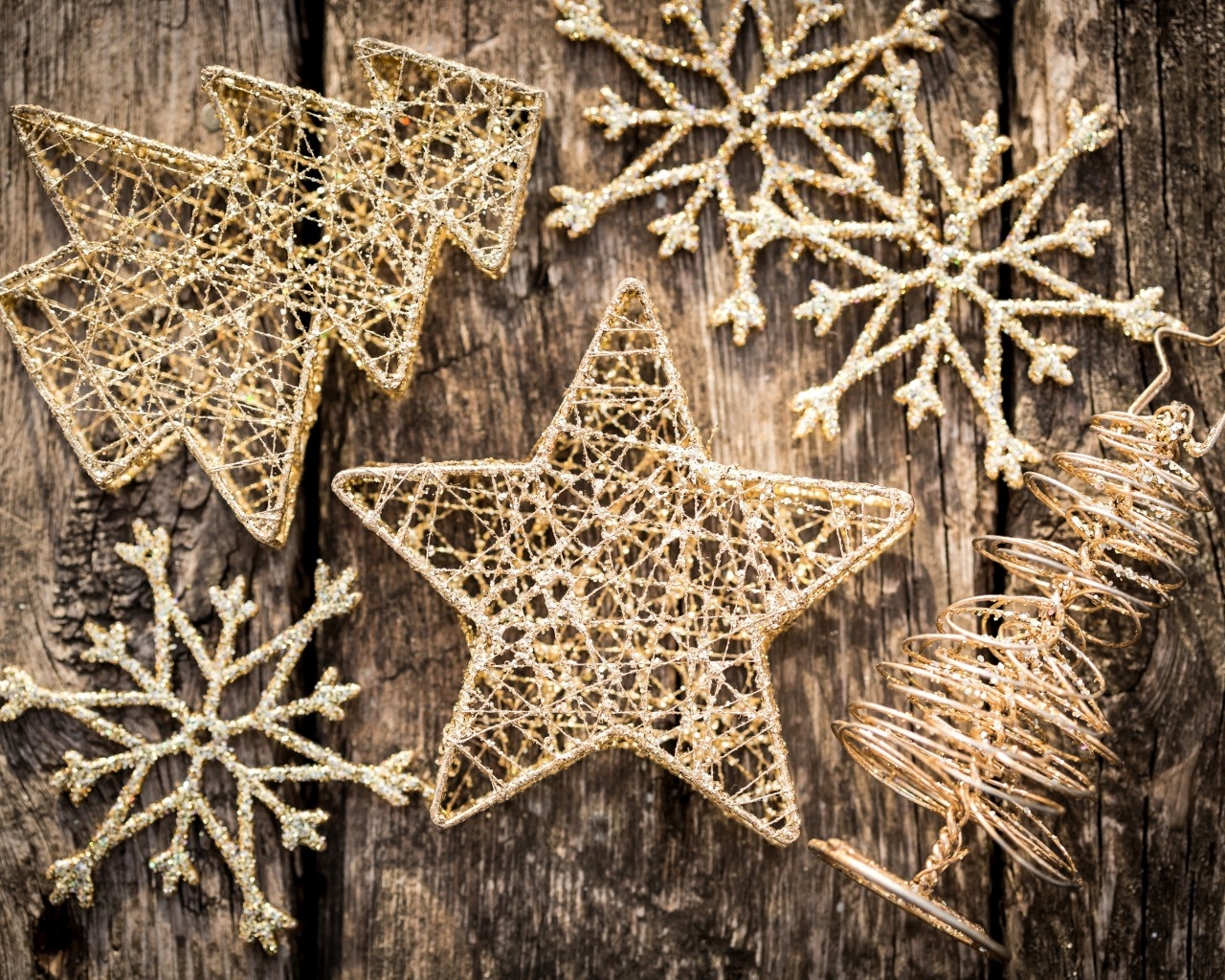 Gold Small Christmas Ornaments for 1280 x 1024 resolution