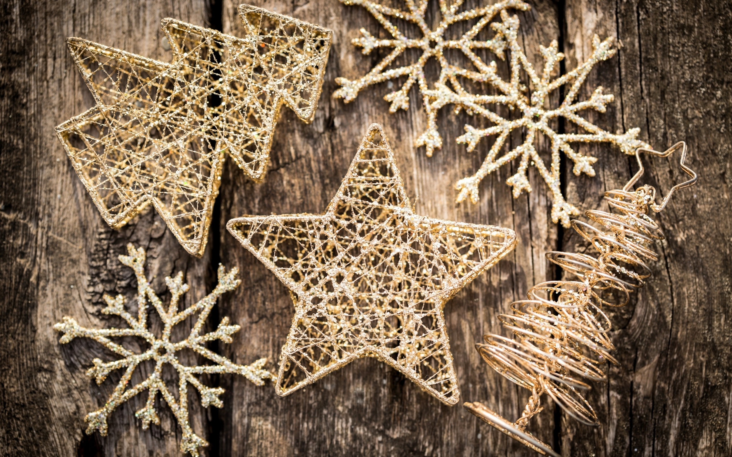 Gold Small Christmas Ornaments for 2560 x 1600 widescreen resolution