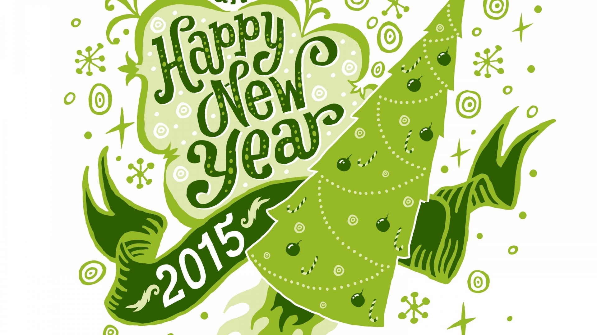 Green Happy New Year  for 1920 x 1080 HDTV 1080p resolution