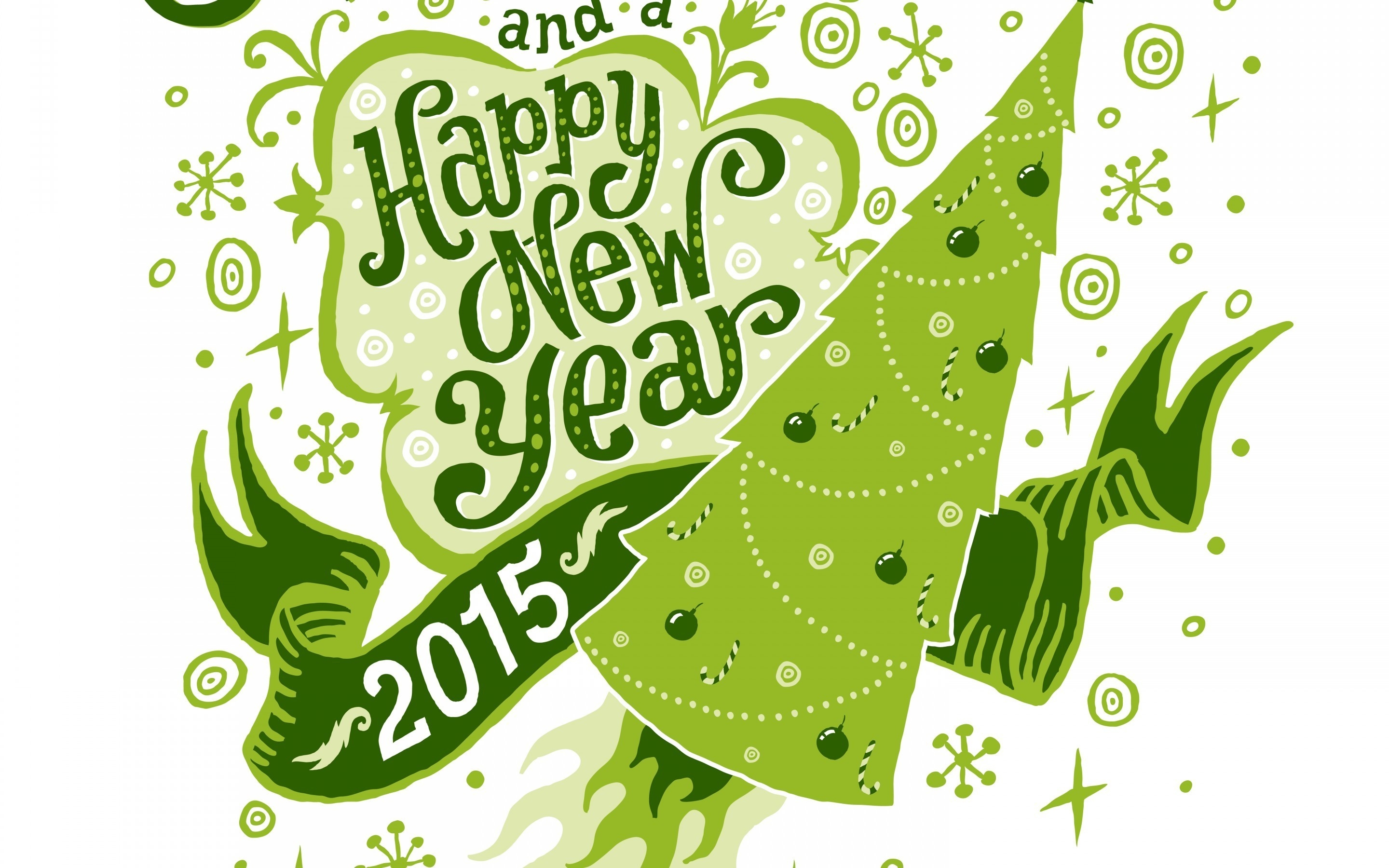 Green Happy New Year  for 2880 x 1800 Retina Display resolution