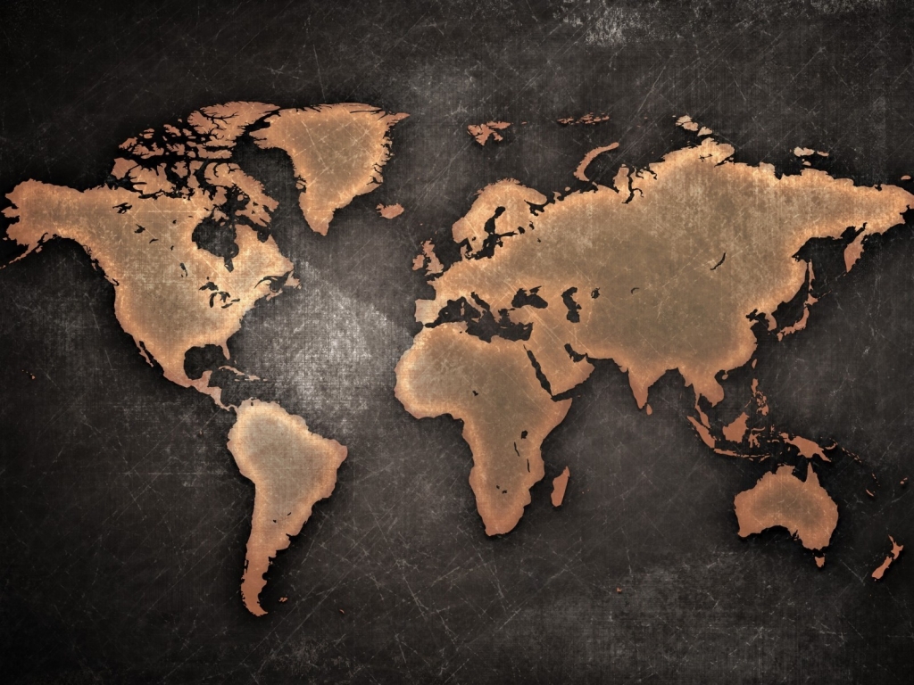Grunge World Map for 1024 x 768 resolution