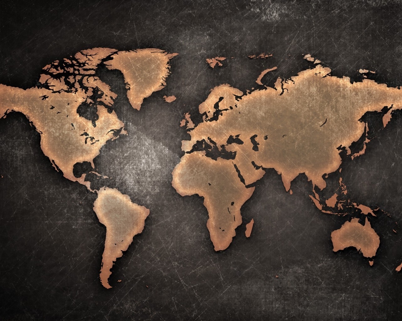 Grunge World Map for 1280 x 1024 resolution