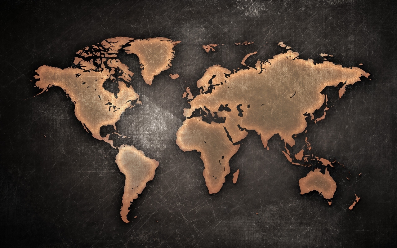 Grunge World Map for 1280 x 800 widescreen resolution