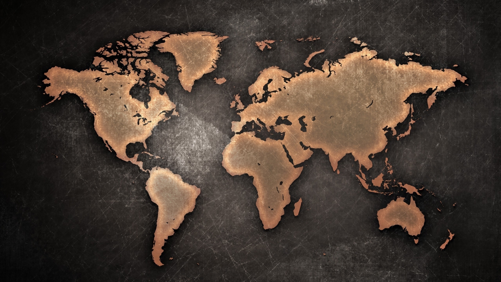 Grunge World Map for 1600 x 900 HDTV resolution