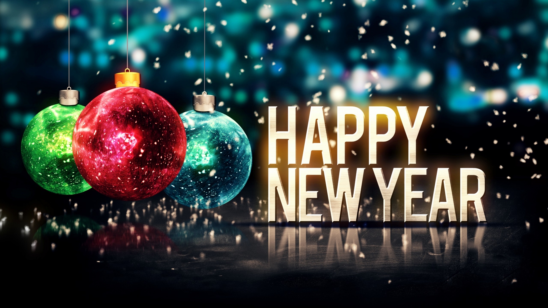 Happy New Year Ornament for 1920 x 1080 HDTV 1080p resolution
