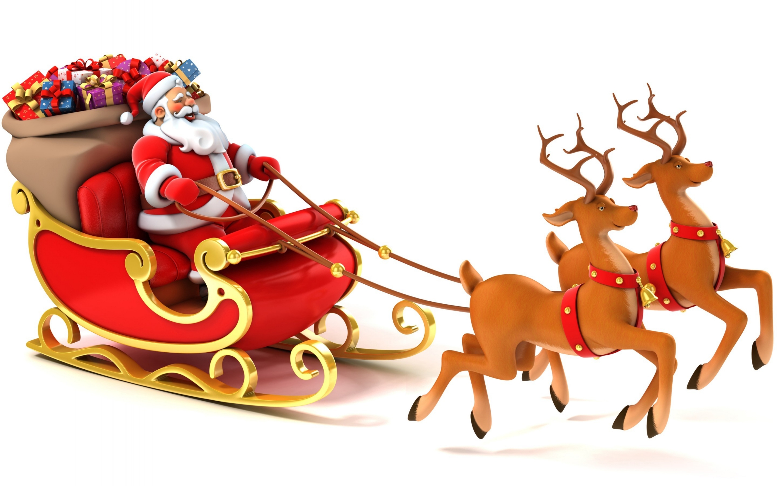 Happy Santa and Reindeer for 2560 x 1600 widescreen resolution